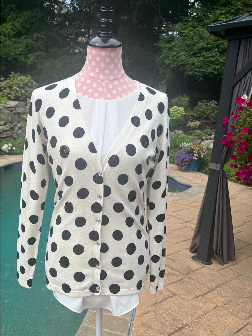 Quacker Factory Polka Dot Cardigan Size XS